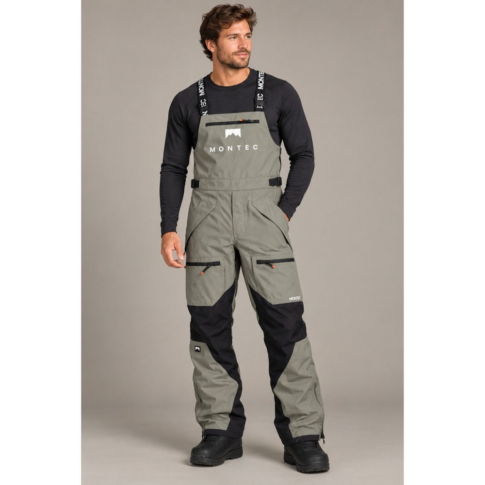 Montec Arch Snowboard Pants Bibs Small Greenish Black Ski Winter Gorpcore $249